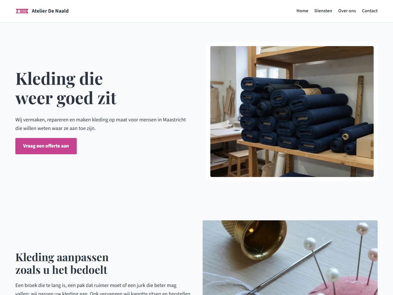 De website van Atelier De Naald