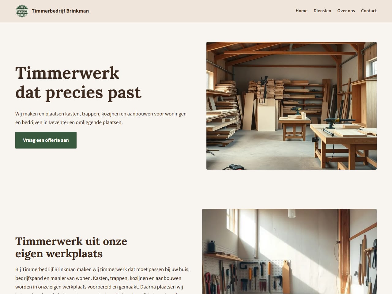 De website van Timmerbedrijf Brinkman