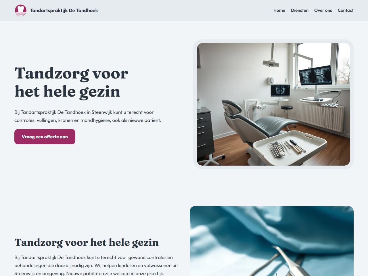 De website van Tandartspraktijk De Tandhoek