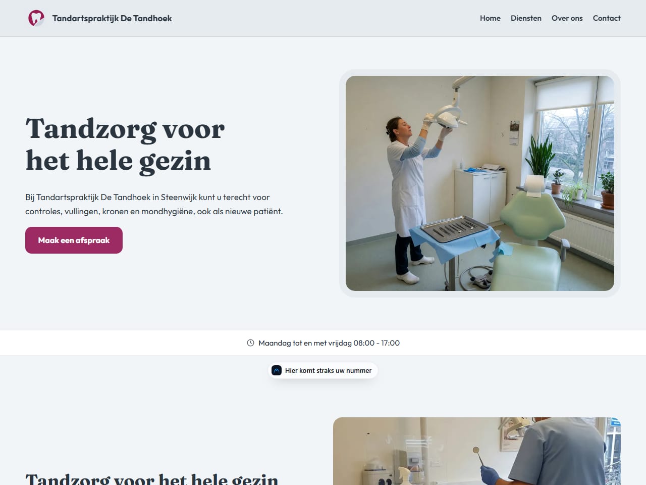 De website van Tandartspraktijk De Tandhoek