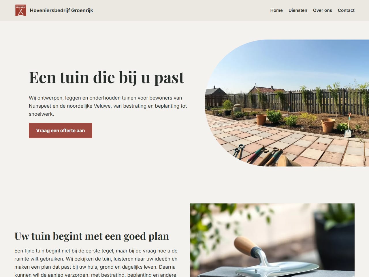 De website van Hoveniersbedrijf Groenrijk