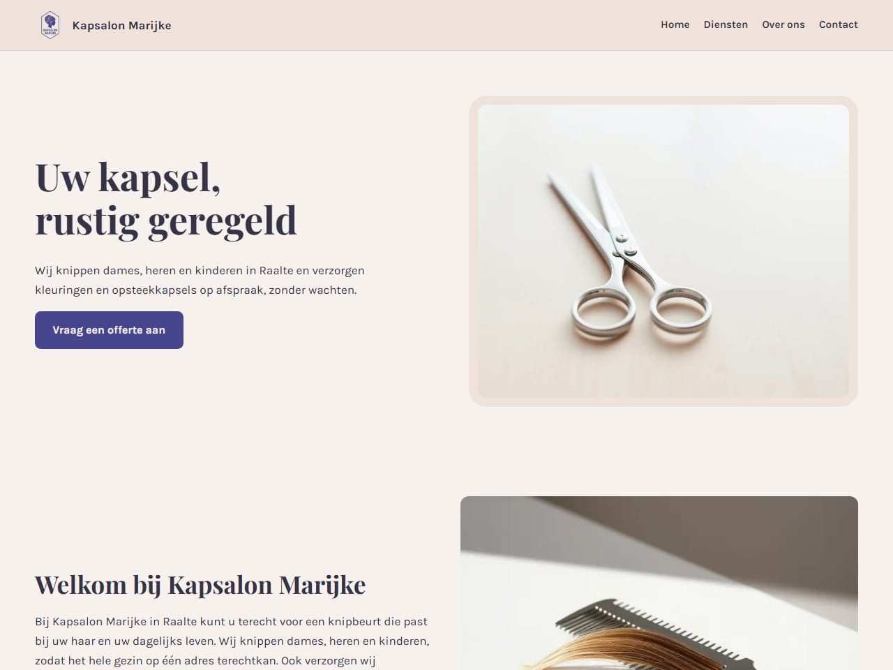 De website van Kapsalon Marijke