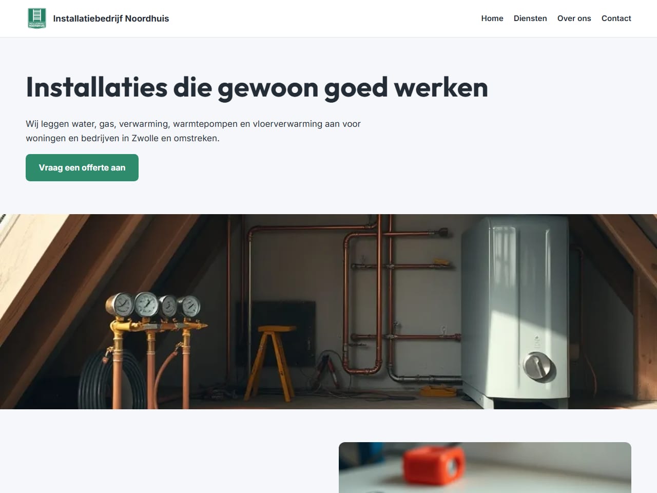 De website van Installatiebedrijf Noordhuis