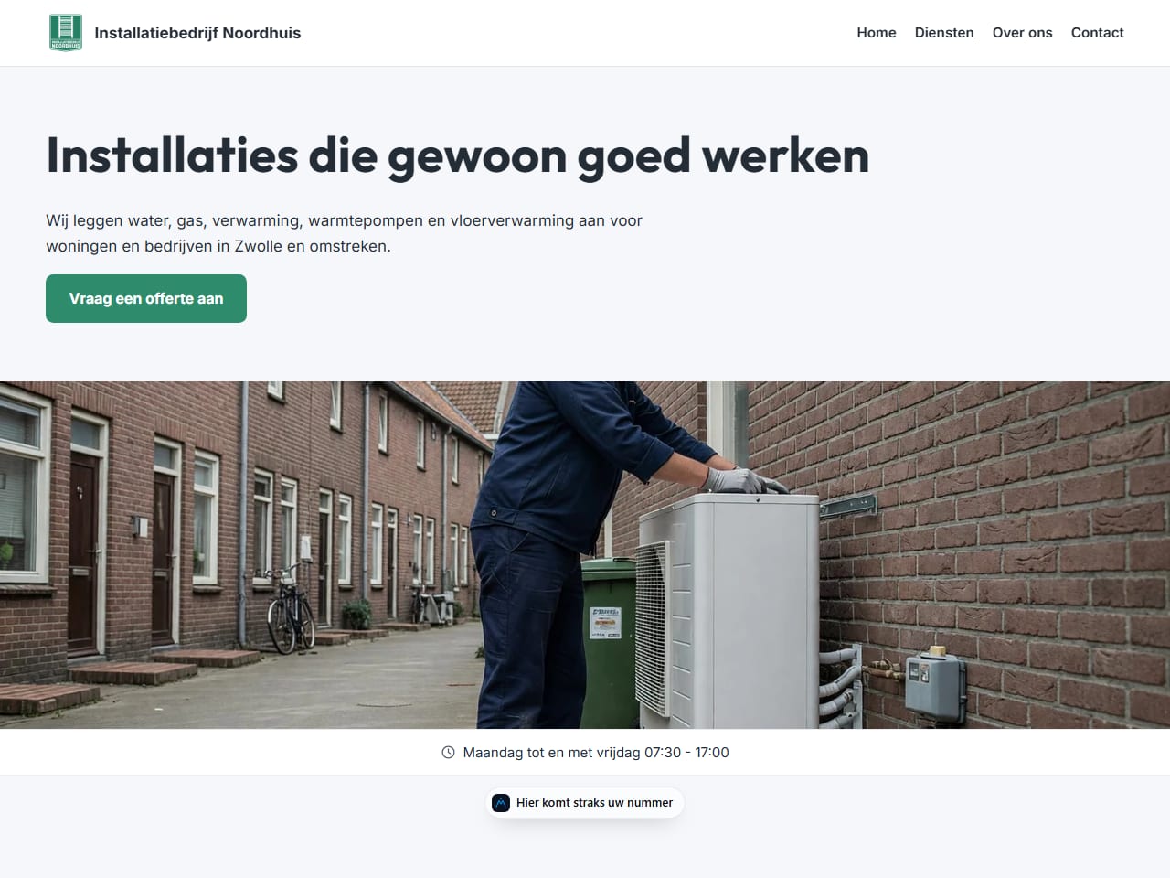 De website van Installatiebedrijf Noordhuis