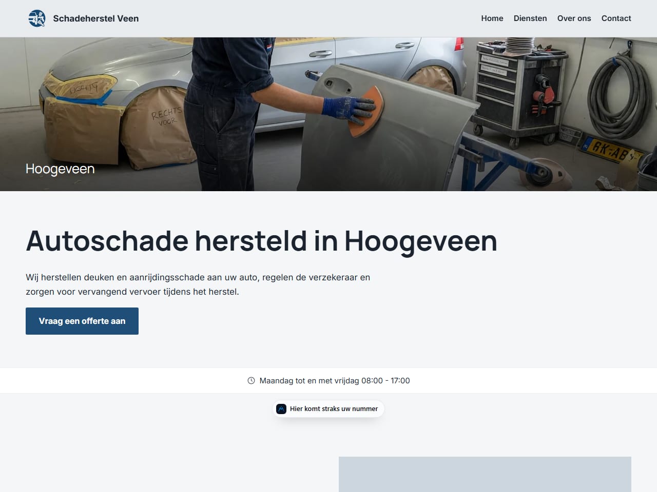 De website van Schadeherstel Veen