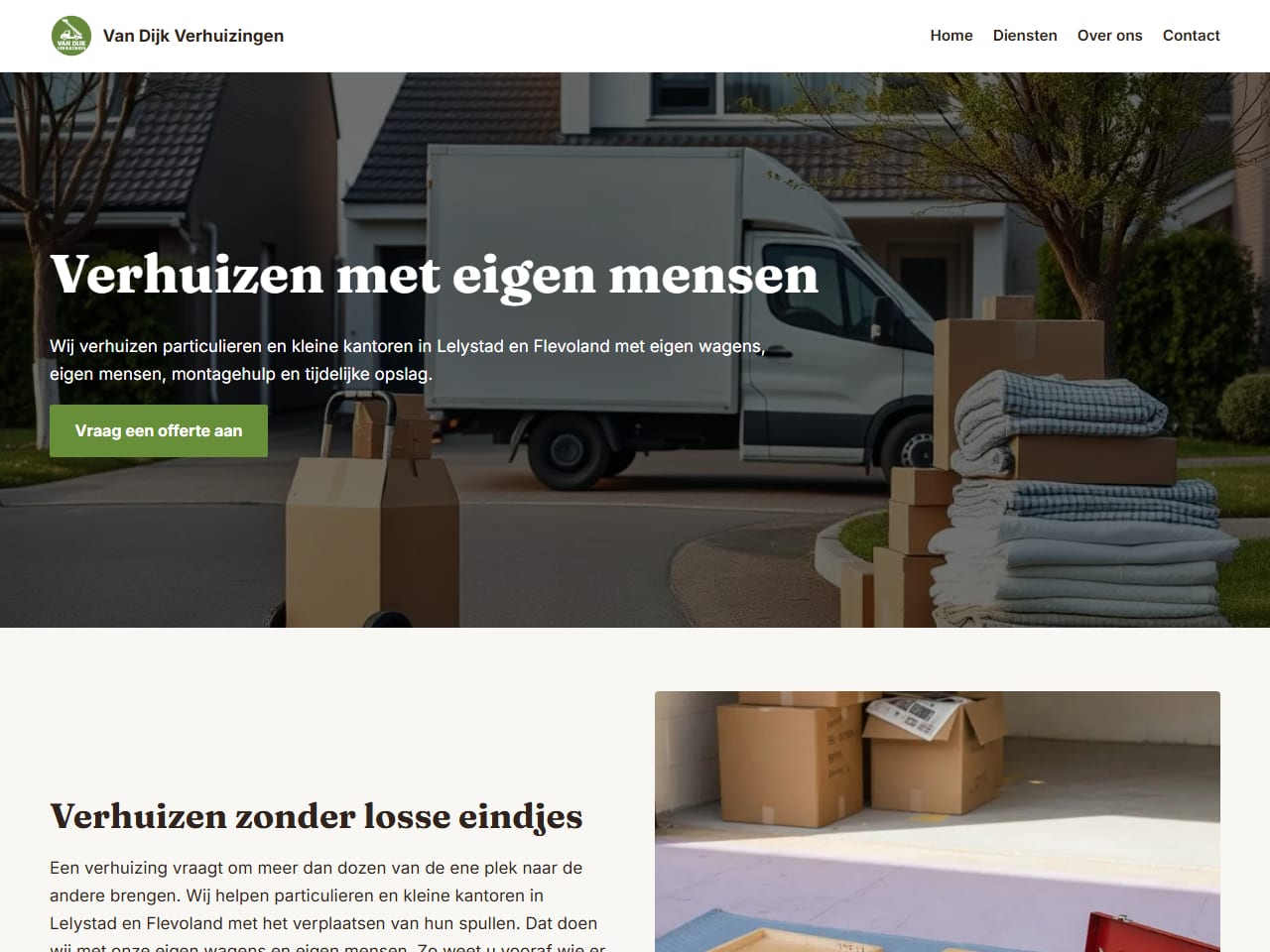 De website van Van Dijk Verhuizingen