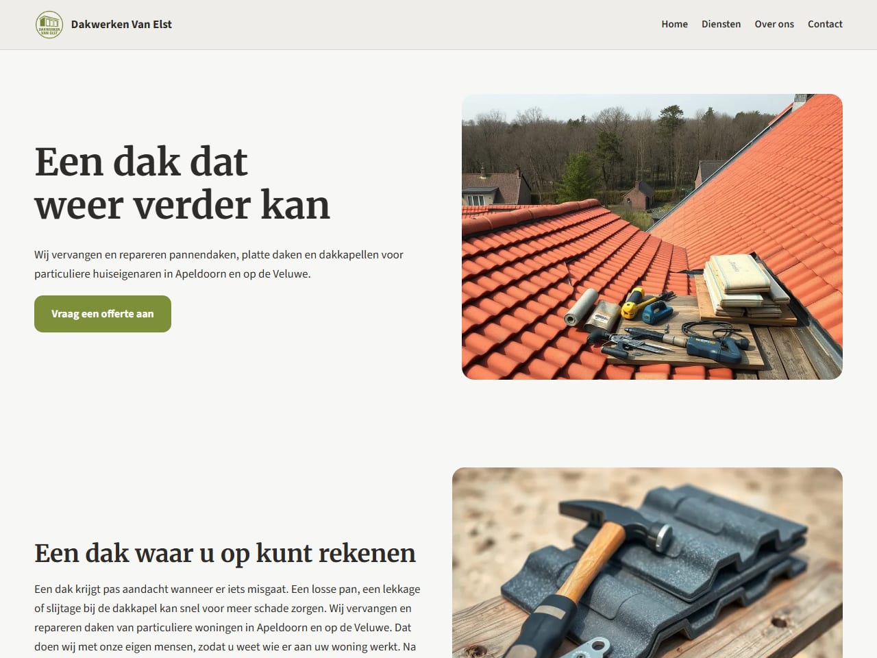 De website van Dakwerken Van Elst