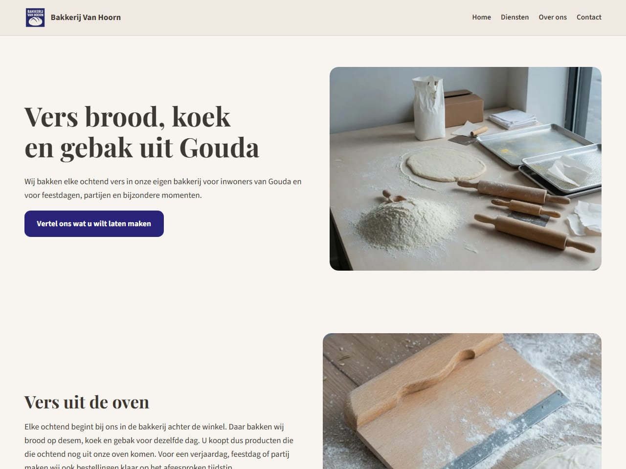 De website van Bakkerij Van Hoorn