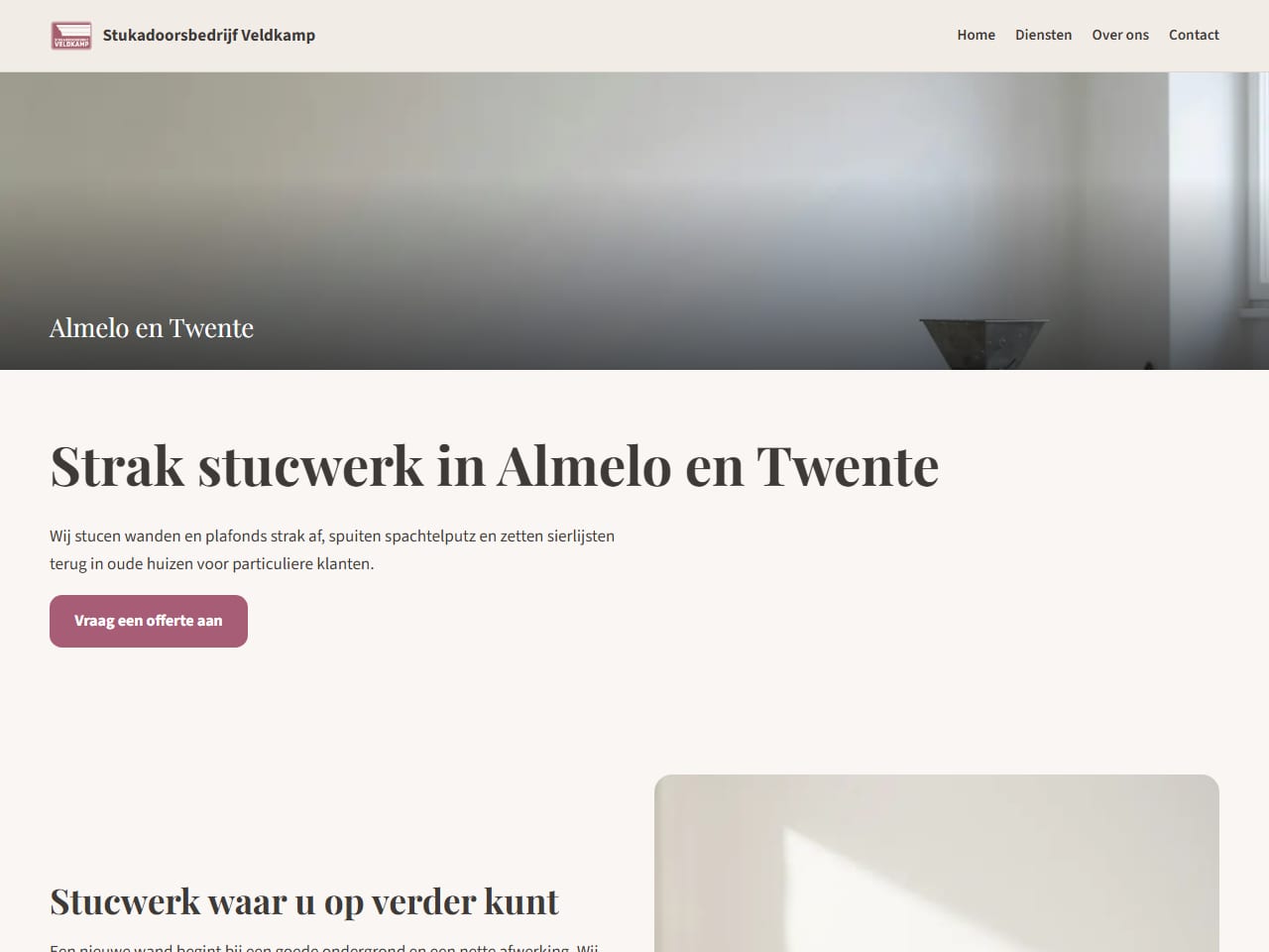 De website van Stukadoorsbedrijf Veldkamp
