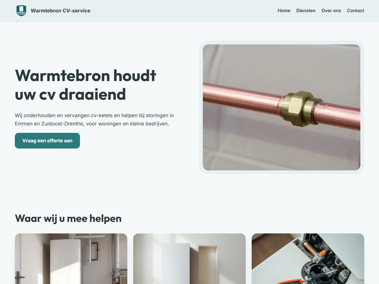 De website van Warmtebron CV-service