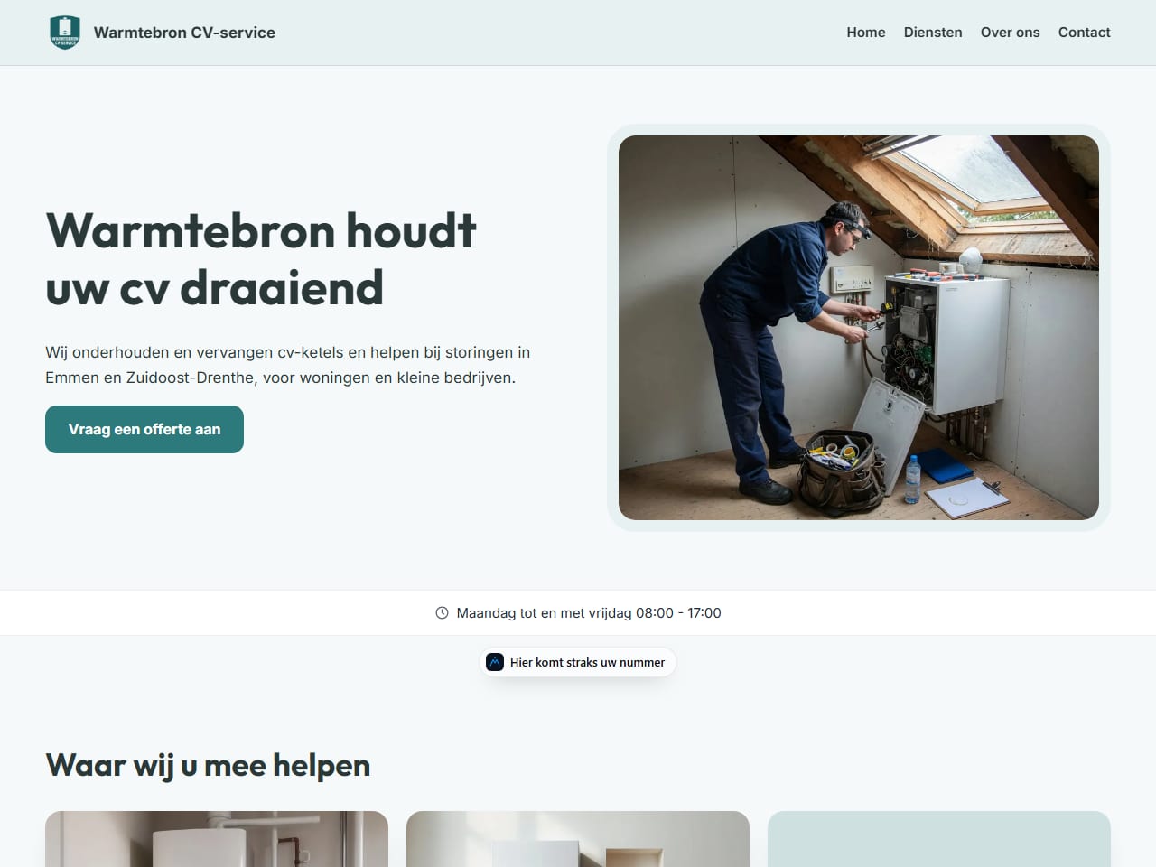 De website van Warmtebron CV-service